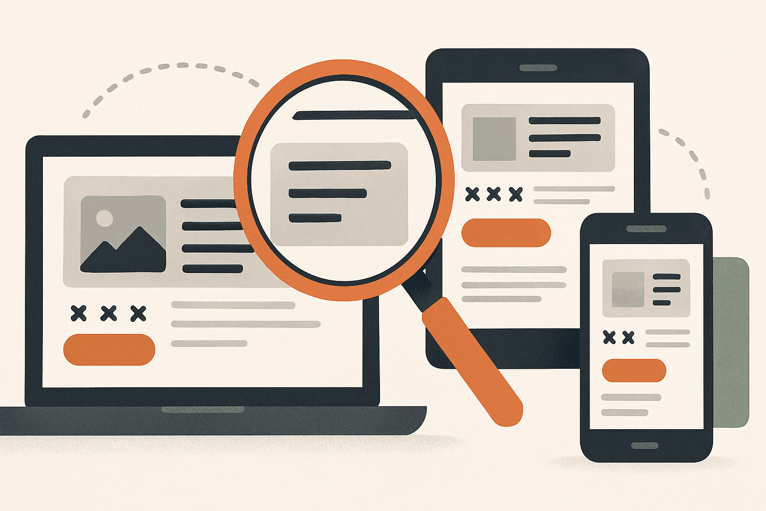 Illustrasjon til idéen Kontinuerlig tverr‑enhetstesting for nettsider